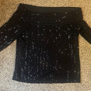 CLARA SUNWOO Black Sequin Top